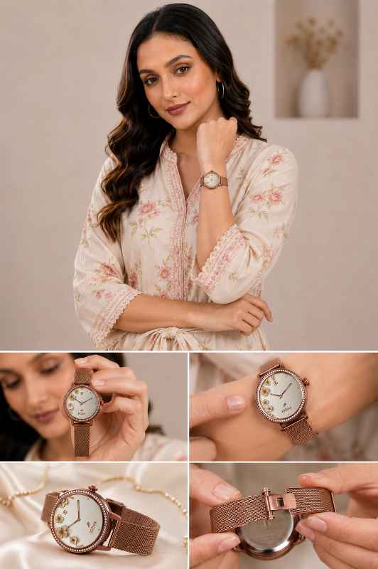 Titan  Studded Stainless Steel Smart Watch for Women Back